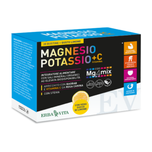 Magnesio Potassio + Vitamina c 20 bustine gusto arancia con mg4mix
